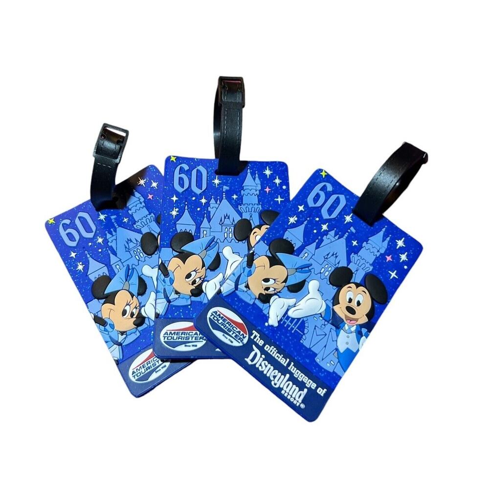 Disneyland Resort 60th Anniversary Luggage Tag Mickey Minnie Mouse LOT OF 3
